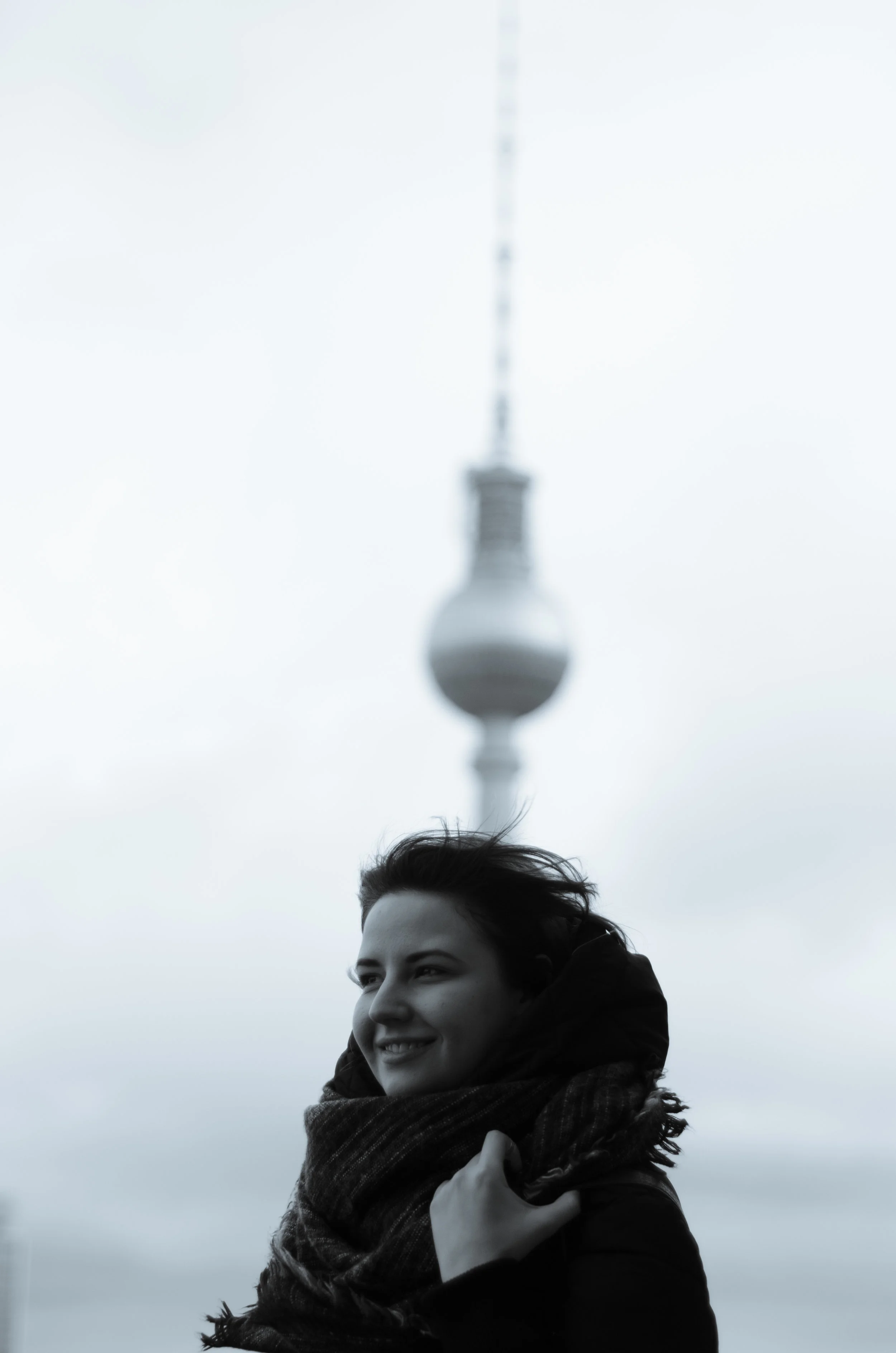 Anya is enjoying the view from the top of the Berlin Dome. Berlin TV tower in the background.