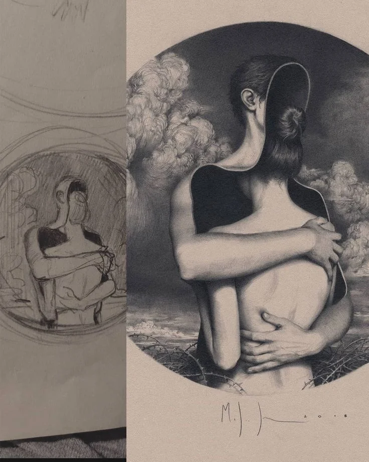 Miles Johnston Rough Sketch vs Final