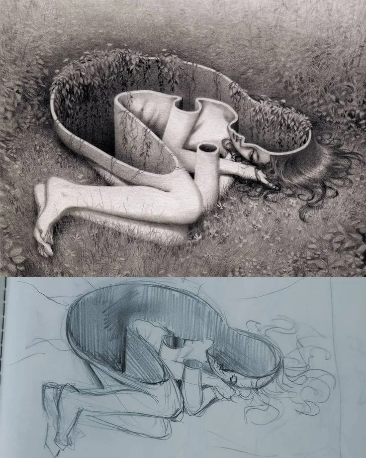 Miles Johnston Rough sketch vs Final artwork