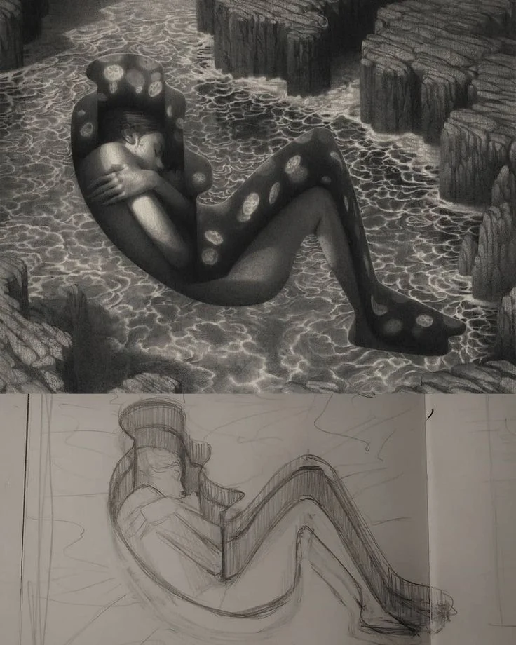 Miles Johnston Rough sketch vs Final artwork