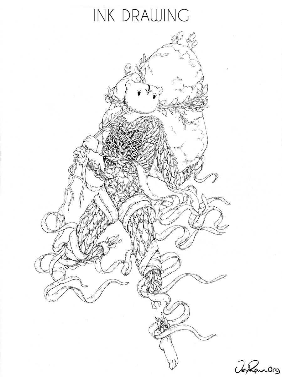 Gati, Spirit of Momentum by JeyRam Ink Drawing