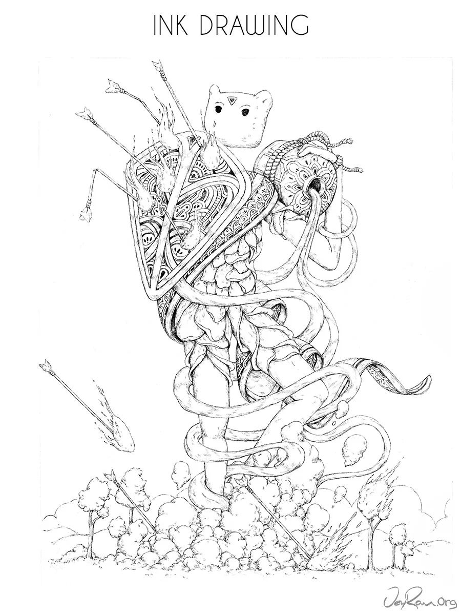 Atatizakti, Spirit of Resilience by JeyRam Ink Drawing