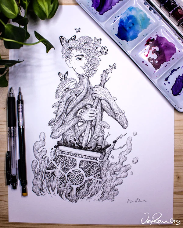 Cyptotrama Asprata Wizard - Ink Drawing by JeyRam
