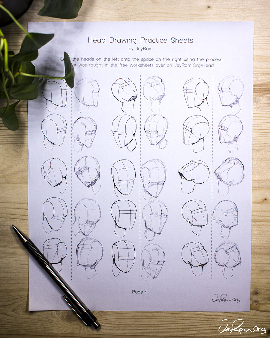 How to Draw the Head from any angle, step by step tutorial for beginners with PDF worksheets #tutorial #drawing