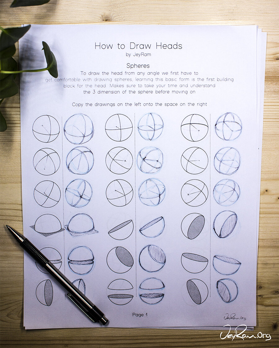 How to Draw the Head from any angle, step by step tutorial for beginners with PDF worksheets #tutorial #drawing