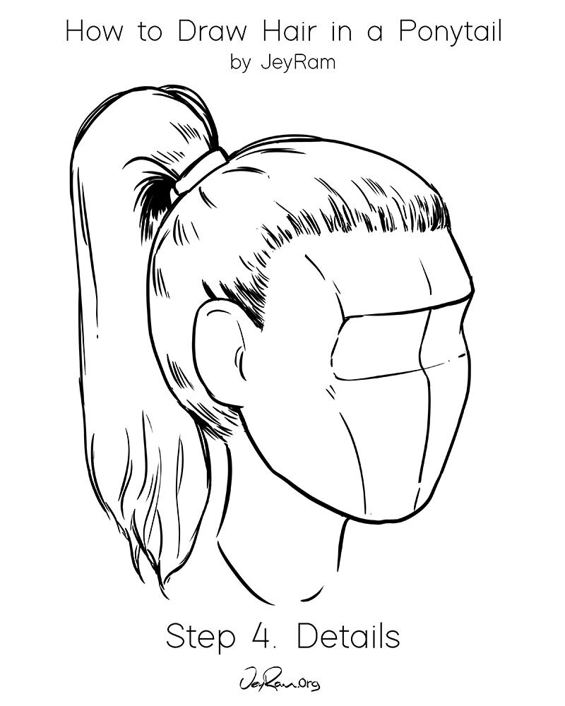 How to Draw Hair in a Ponytail Easy Tutorial for Beginners JeyRam