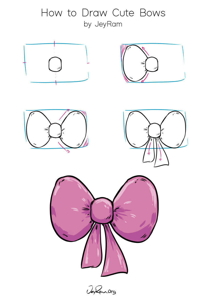 How to Draw Cute Bows in Hair - JeyRam Drawing Tutorials