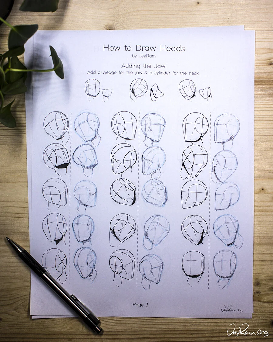 How to Draw the Head from Any Angle PDF Worksheets: Step by Step Tutorial for Beginners #howtodraw #art