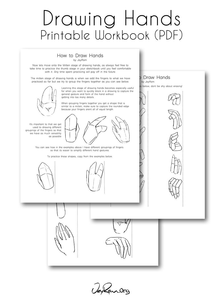 How to Draw Hands - Printable Workbook (PDF) - JeyRam Spiritual Art