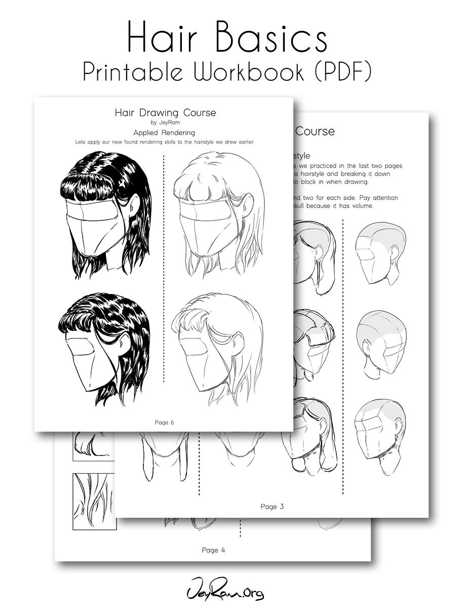 How to Draw Hair: Step by Step Tutorial (Printable Workbook) - JeyRam  Spiritual Art