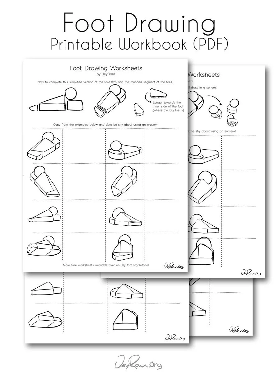 How to Draw Feet: Free Printable Drawing Tutorial (PDF) - JeyRam Art