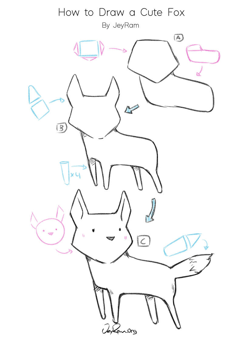 how to draw a fox step by step