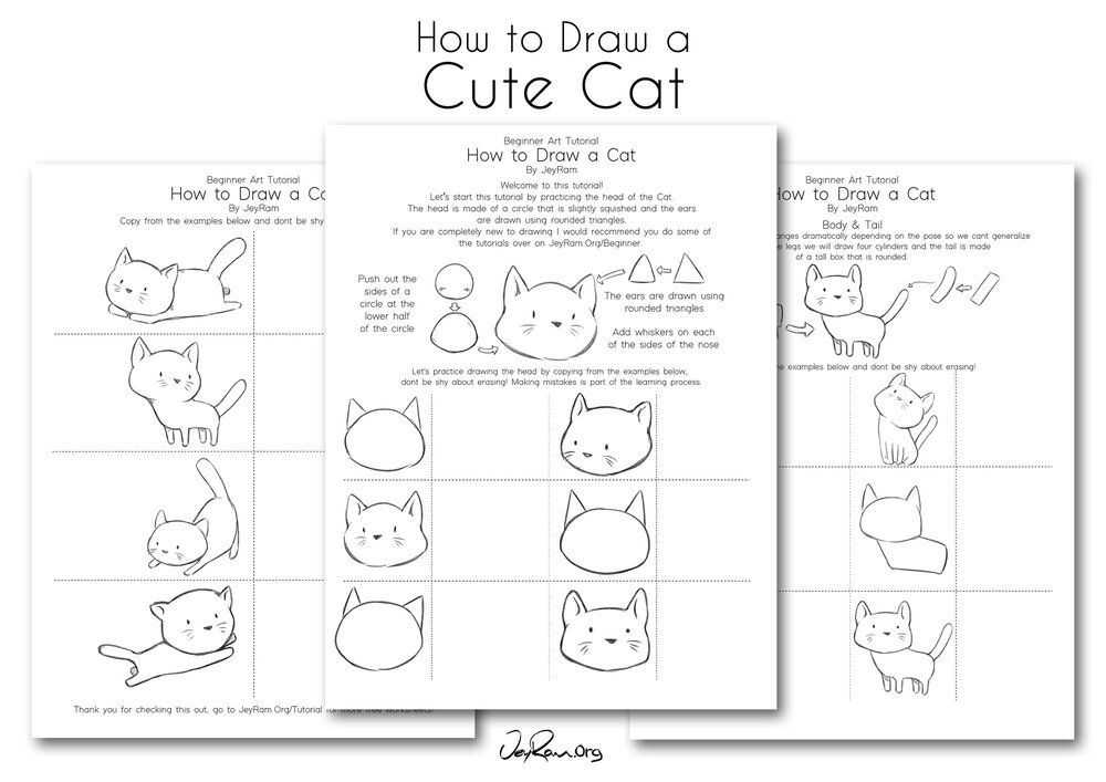 How to Draw a Cute Cat - Easy Step by Step Tutorial for Beginners