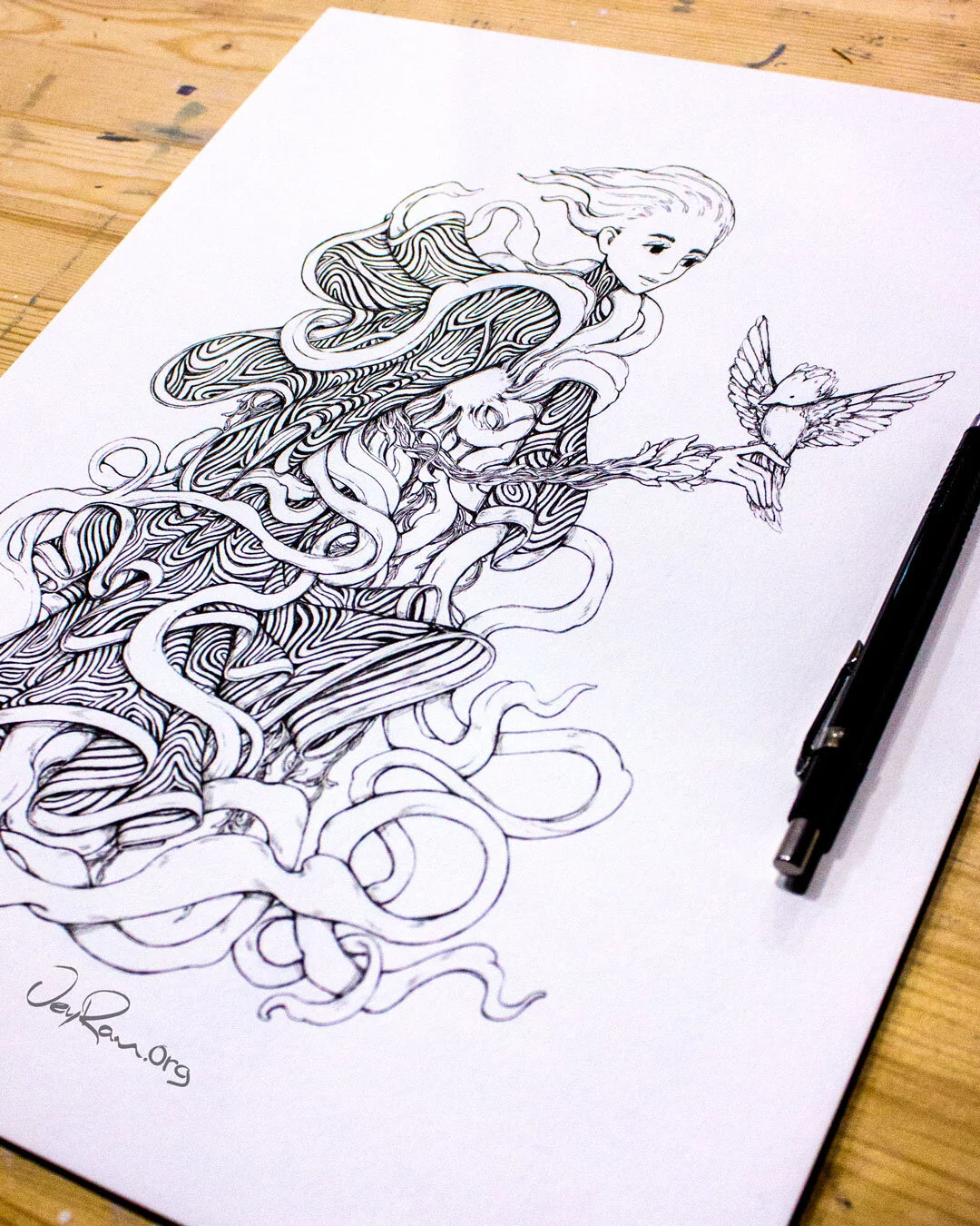Ink Drawing - Sagittarius Zodiac Sign by JeyRam