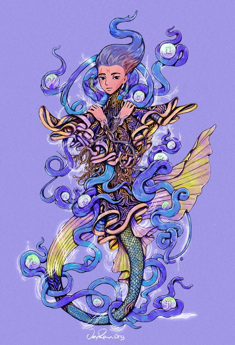 Digital Illustration on Procreate - Pisces Zodiac Sign by JeyRam