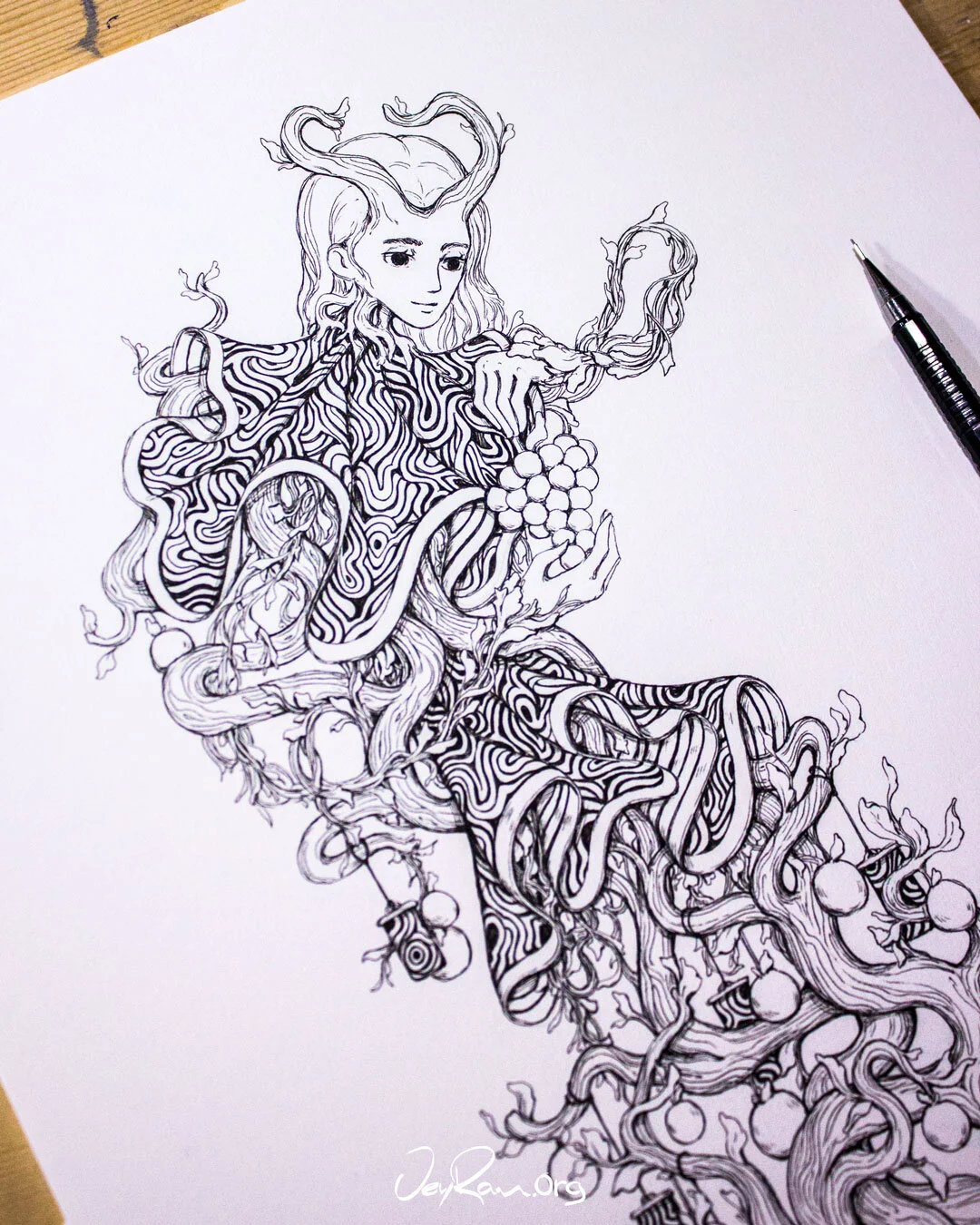 Ink Drawing - Taurus Zodiac Sign by JeyRam