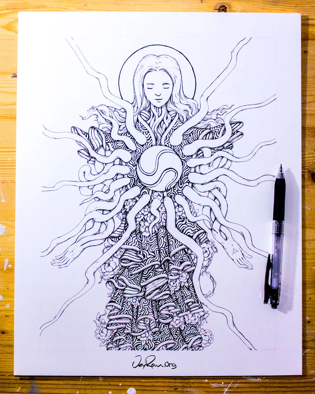 Ink Drawing - Leo Zodiac Sign by JeyRam