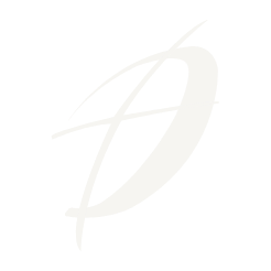 A stylized white letter D with dynamic lines crossing through it on a black background.