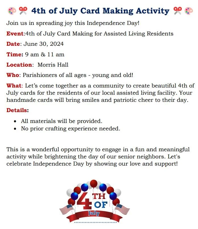 4th of July Card Making Activity