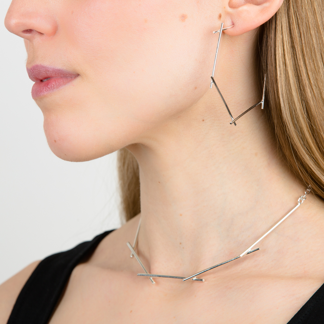 Marcia Vidal martyr hexagon earrings and choker.jpg