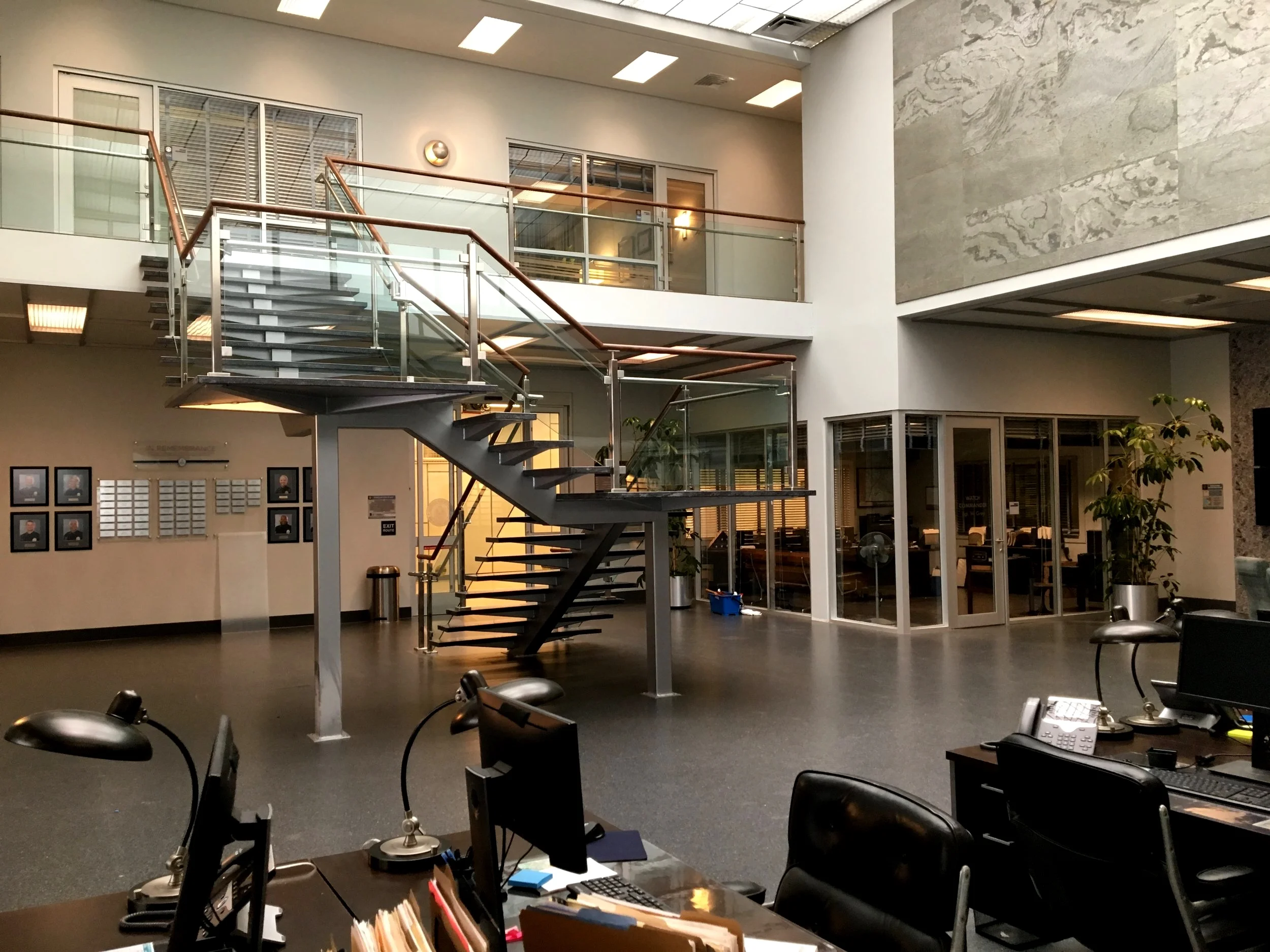 INT. POLICE STATION - KEY SET - STAGE BUILD  