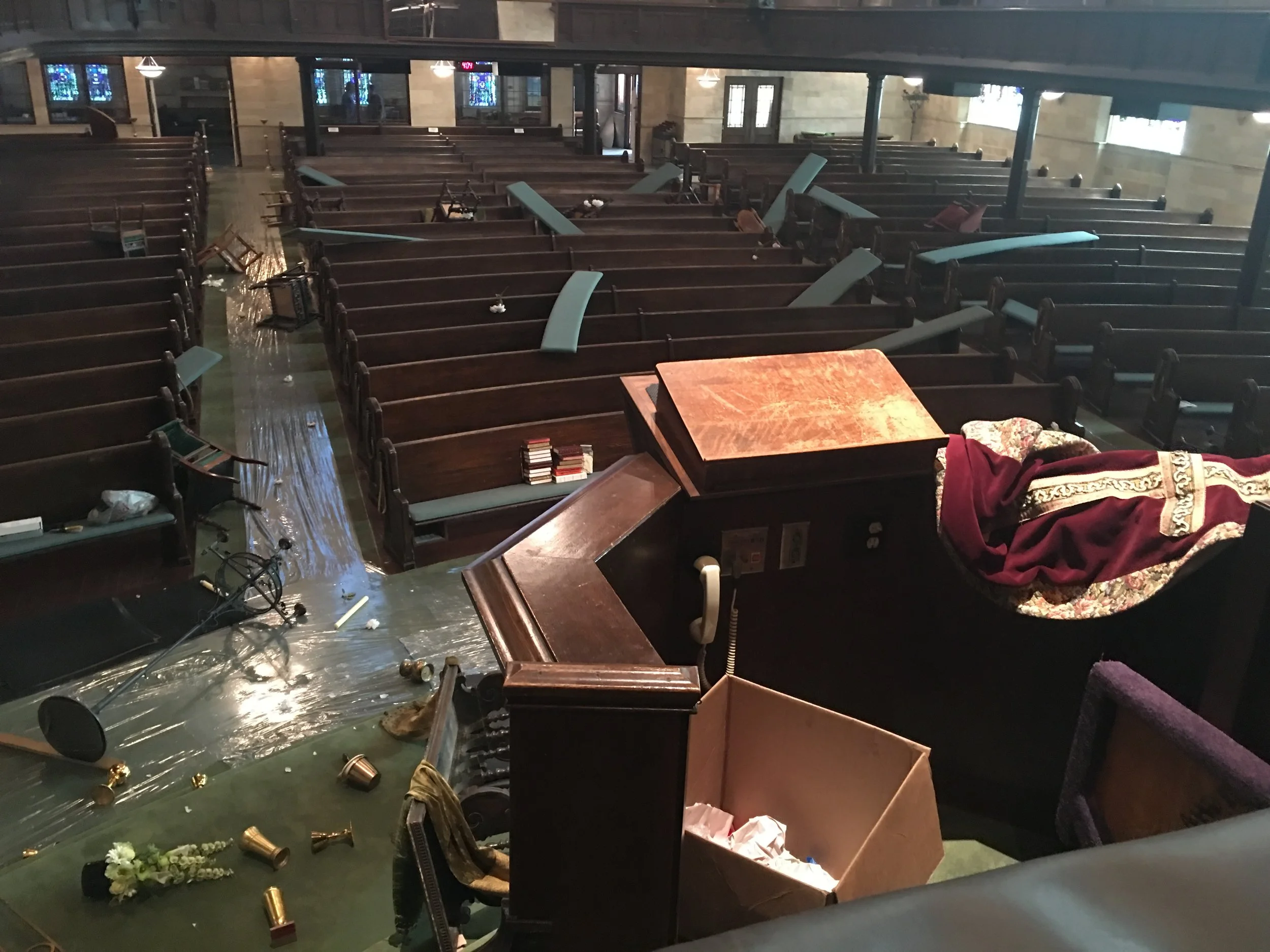  INT. CHURCH DESTROYED BY TWEEKER 