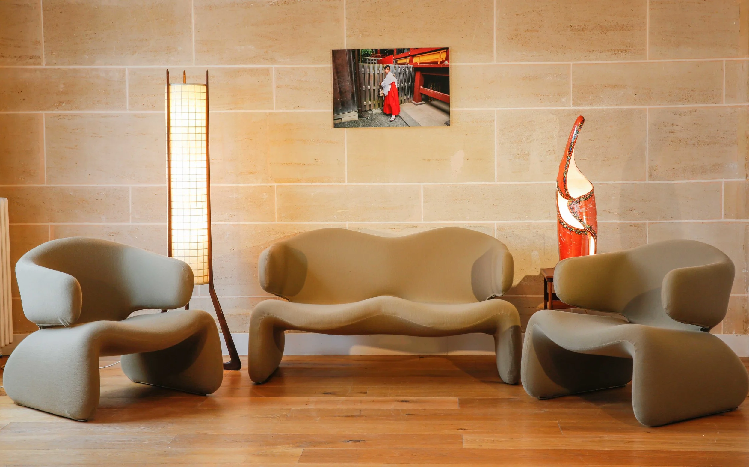A Djinn two seat sofa and two armchairs. Design by Olivier MOURGUE.