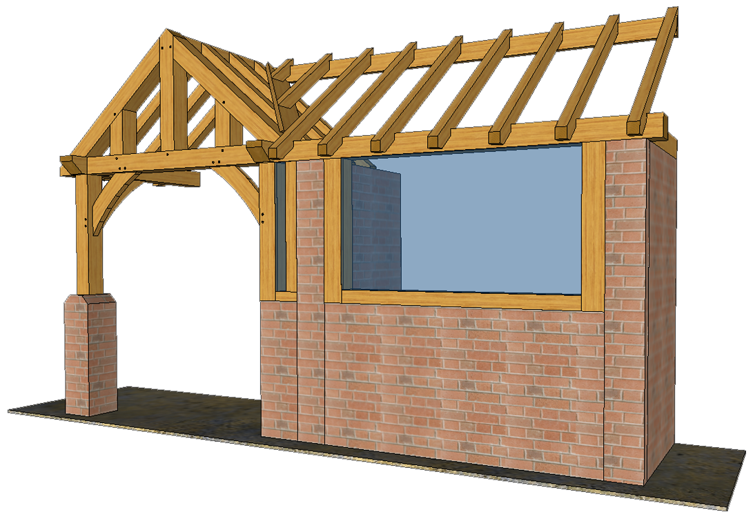 BESPOKE GLAZED PORCH WITH LEFT HAND OPEN MAIN TRUSS.   T1png