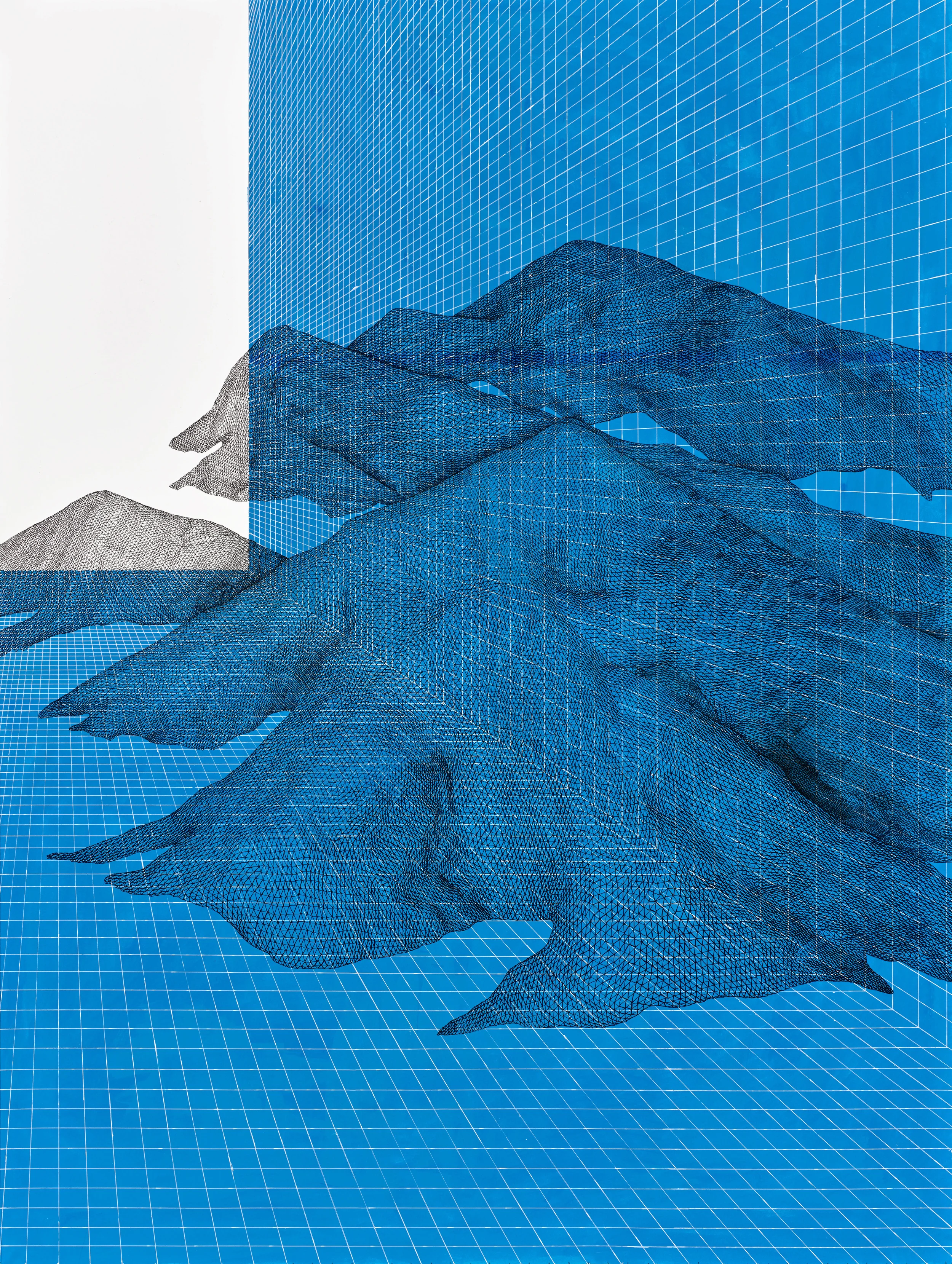 Topographical Planes Receding in Dimensional Field , 2015 pen and acrylic ink on 120 lb paper, 30" x 40" $685 (plus $18.99 domestic shipping, $6.997 International)