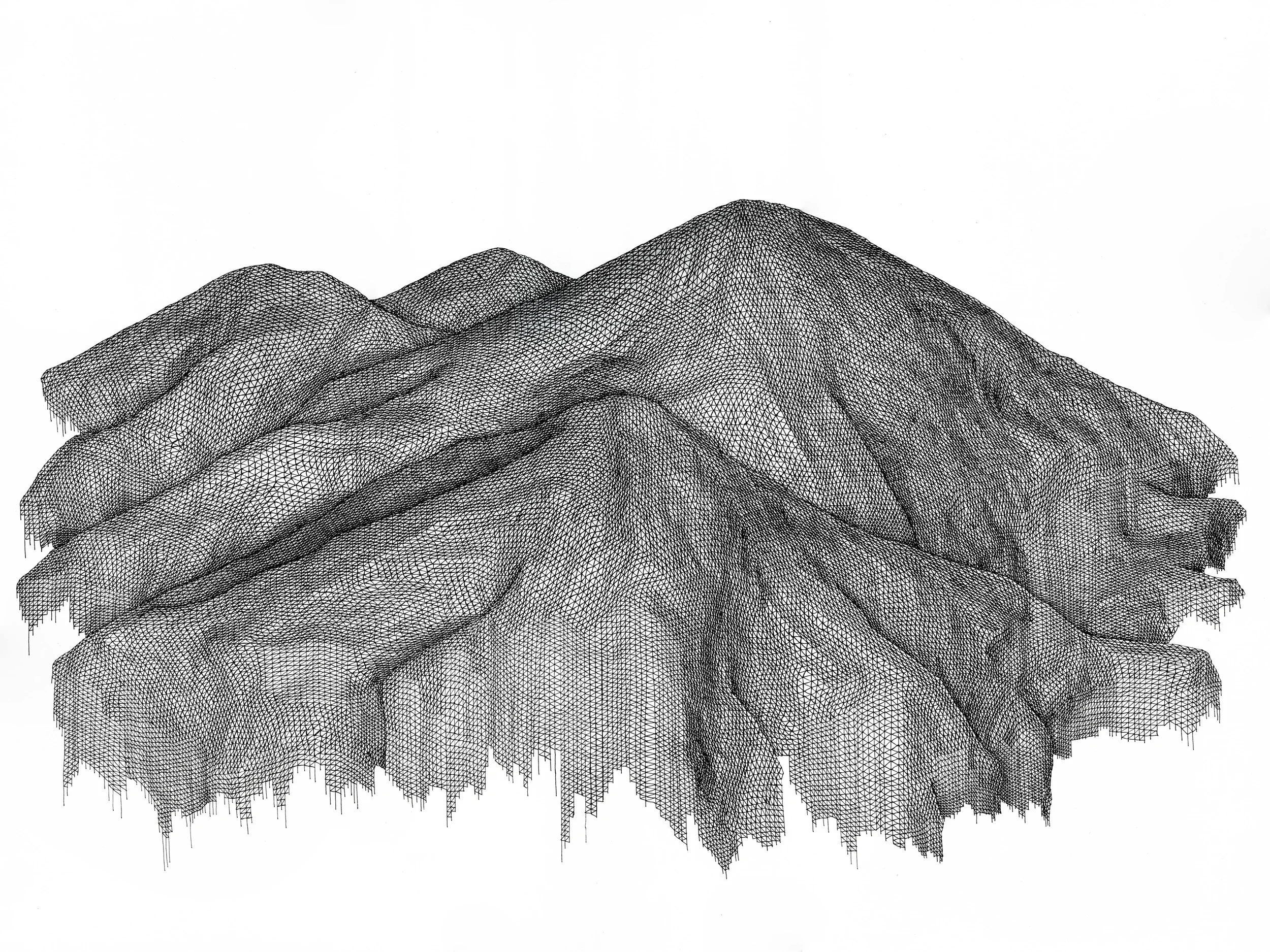 Topographical Glitch, 2015 pen on 140 lb paper, 18" x 24" SOLD