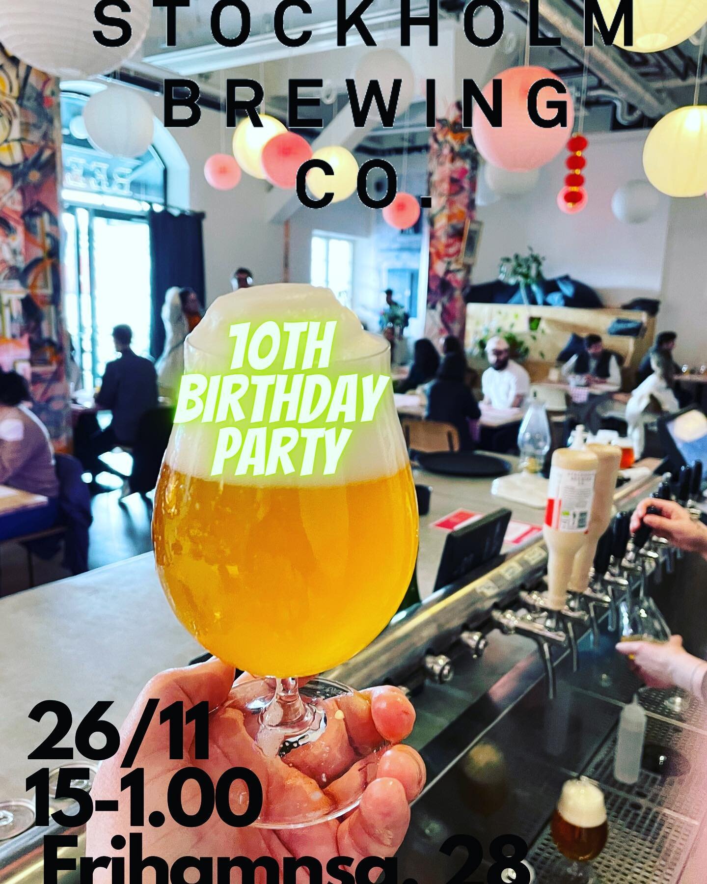 Save the date: 26/11 - 10th Anniversary Party down @taproom_sthlmbrewing_co 
Expect delicious food, classic beers and some brewers on the turntables!
Come and help us celebrate entering double digits.