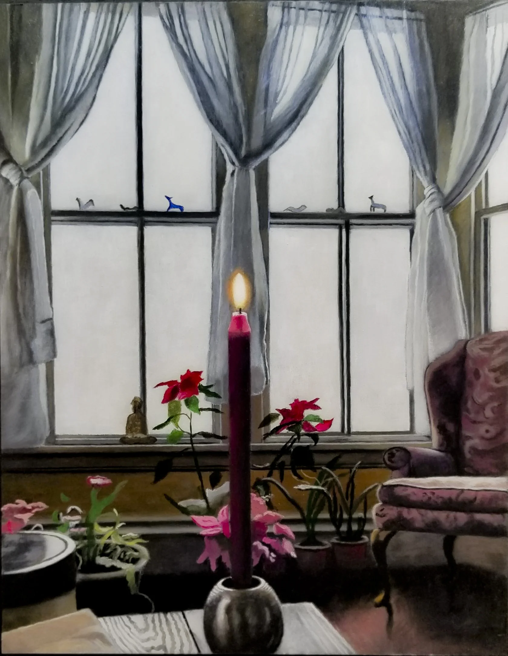 Candle and Fog, oil on panel, 14x11