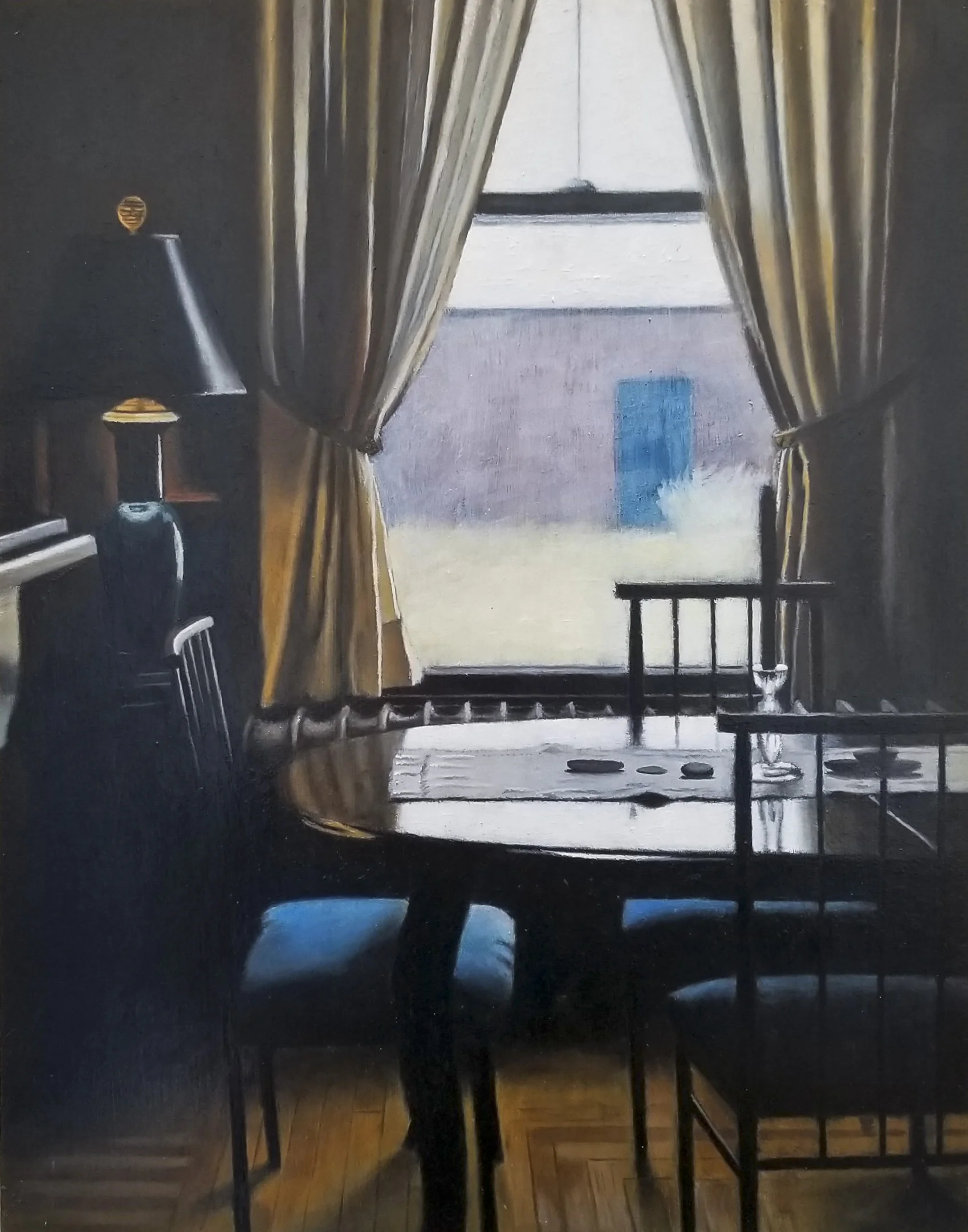 Table with Stones, oil on panel, 14x11 inches