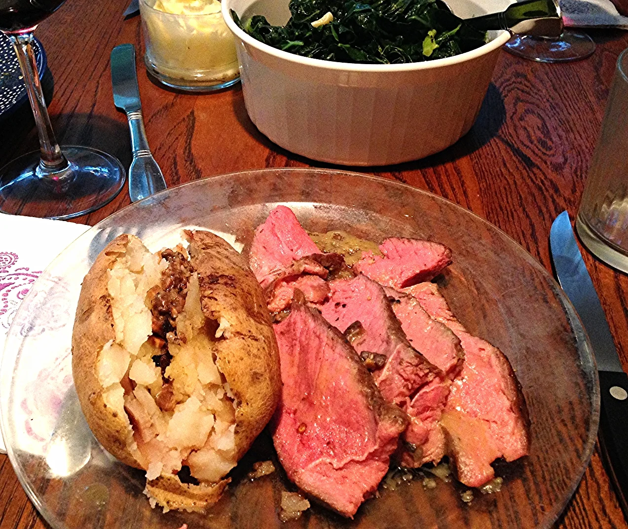 Grass Fed Sirloin Tip Roast with Baked Potatoes, and Sautéed Swiss Chard. — FarmEats