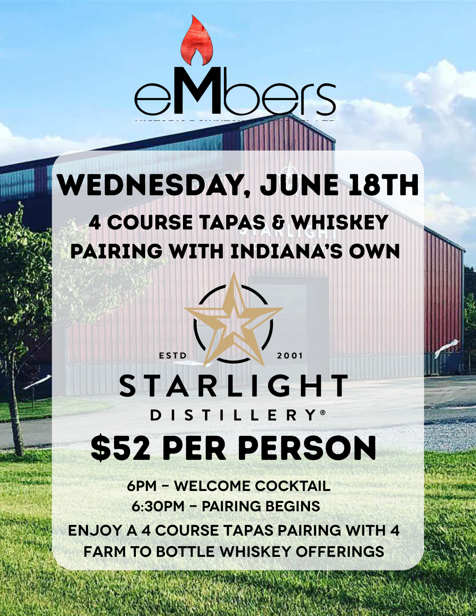 Whiskey &amp; Tapas Tasting with Starlight