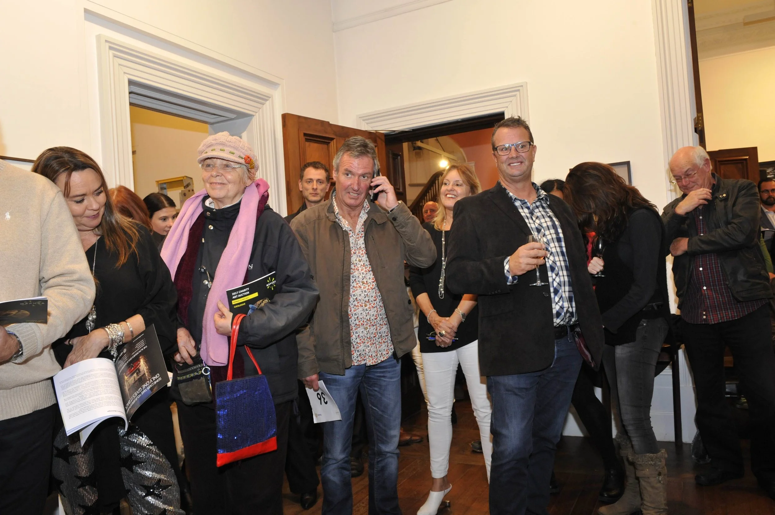 Success phone bidding at the auction..... Māpura Studios Charity Art Auction, May 22nd 2017