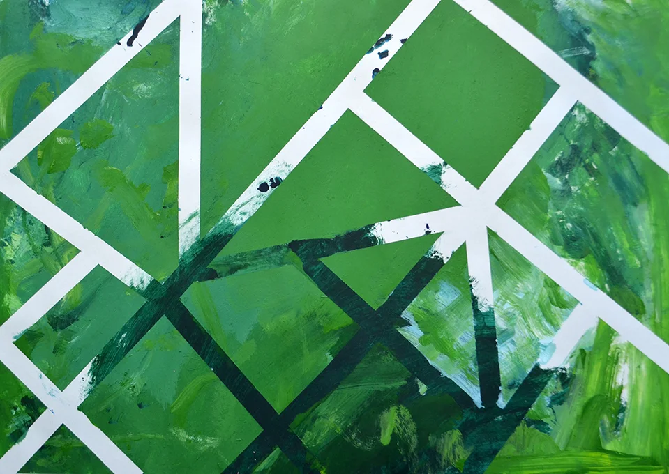 Emma Charraz, Untitled Green with Lines, 2017