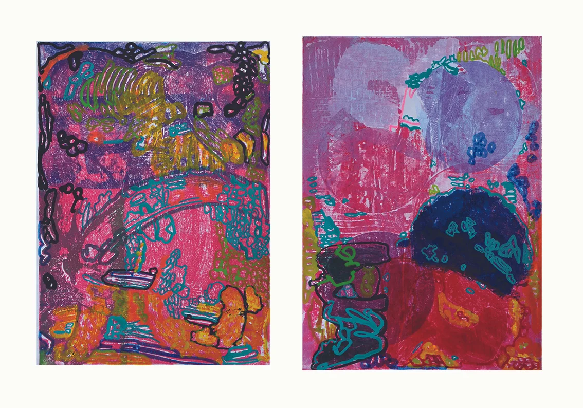 Circles With Round Shapes a Bit Like Ovals Diptych - Russell Julian