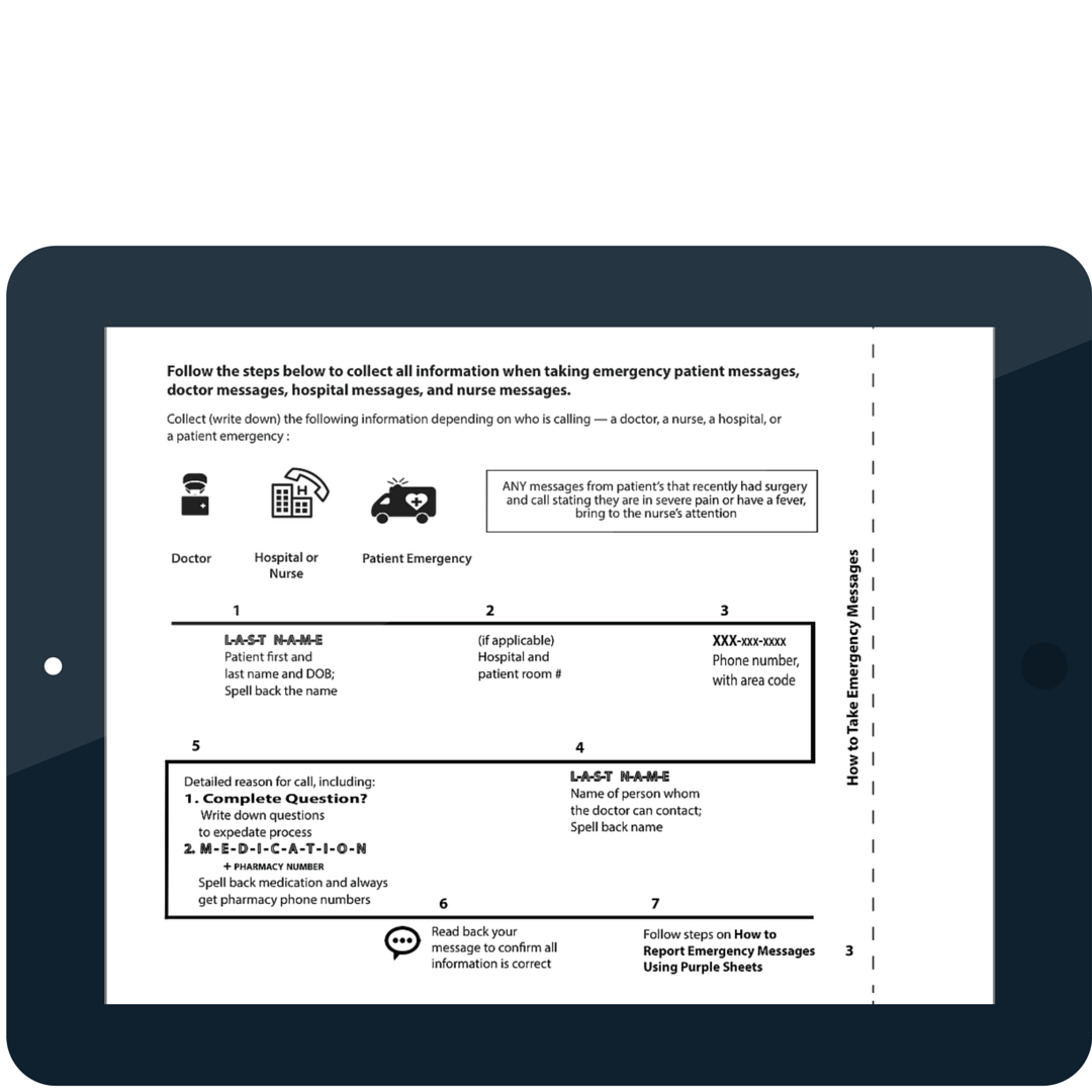JOB AID: Healthcare Message Taking