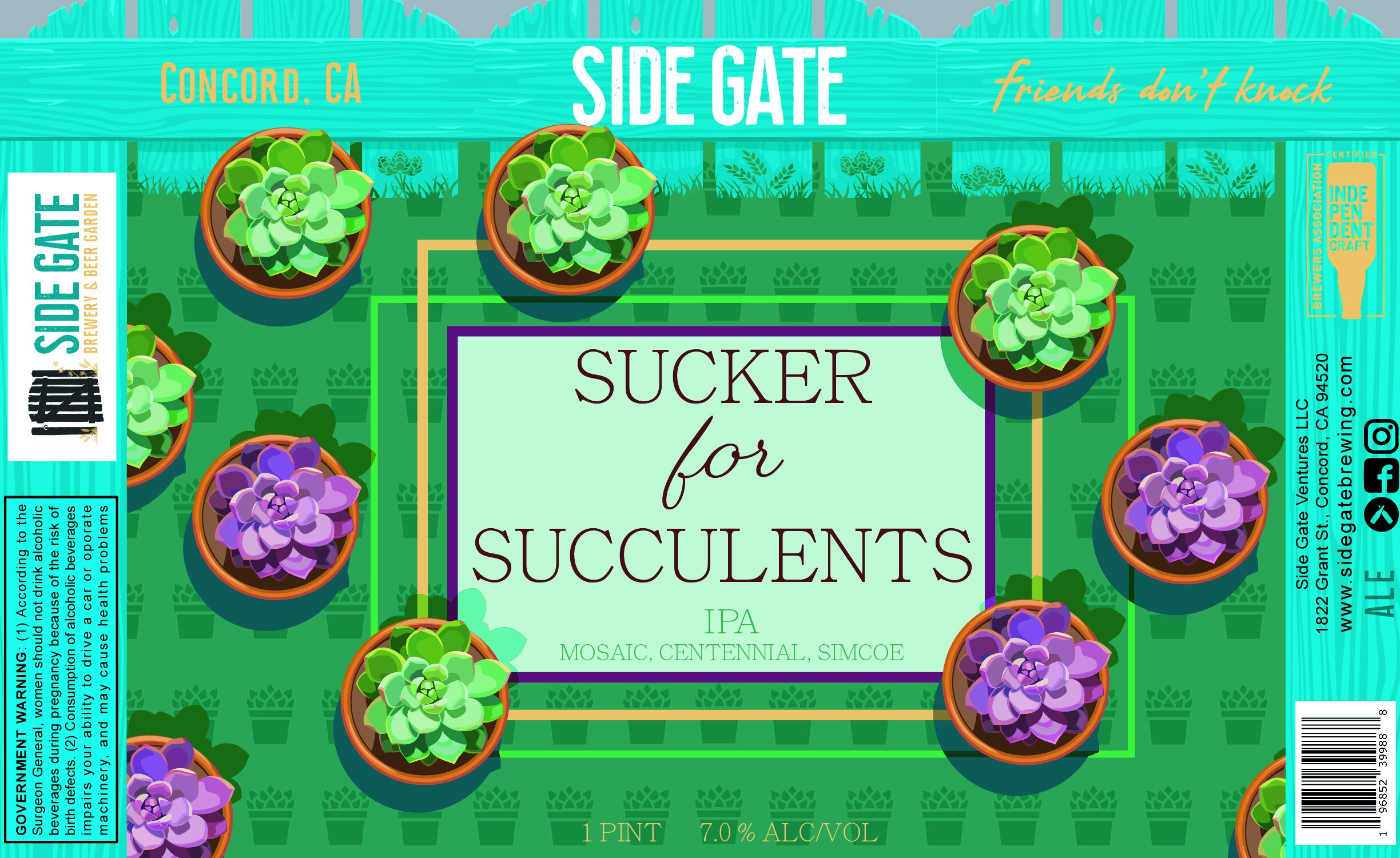 Sucker for Succulents Beer Label