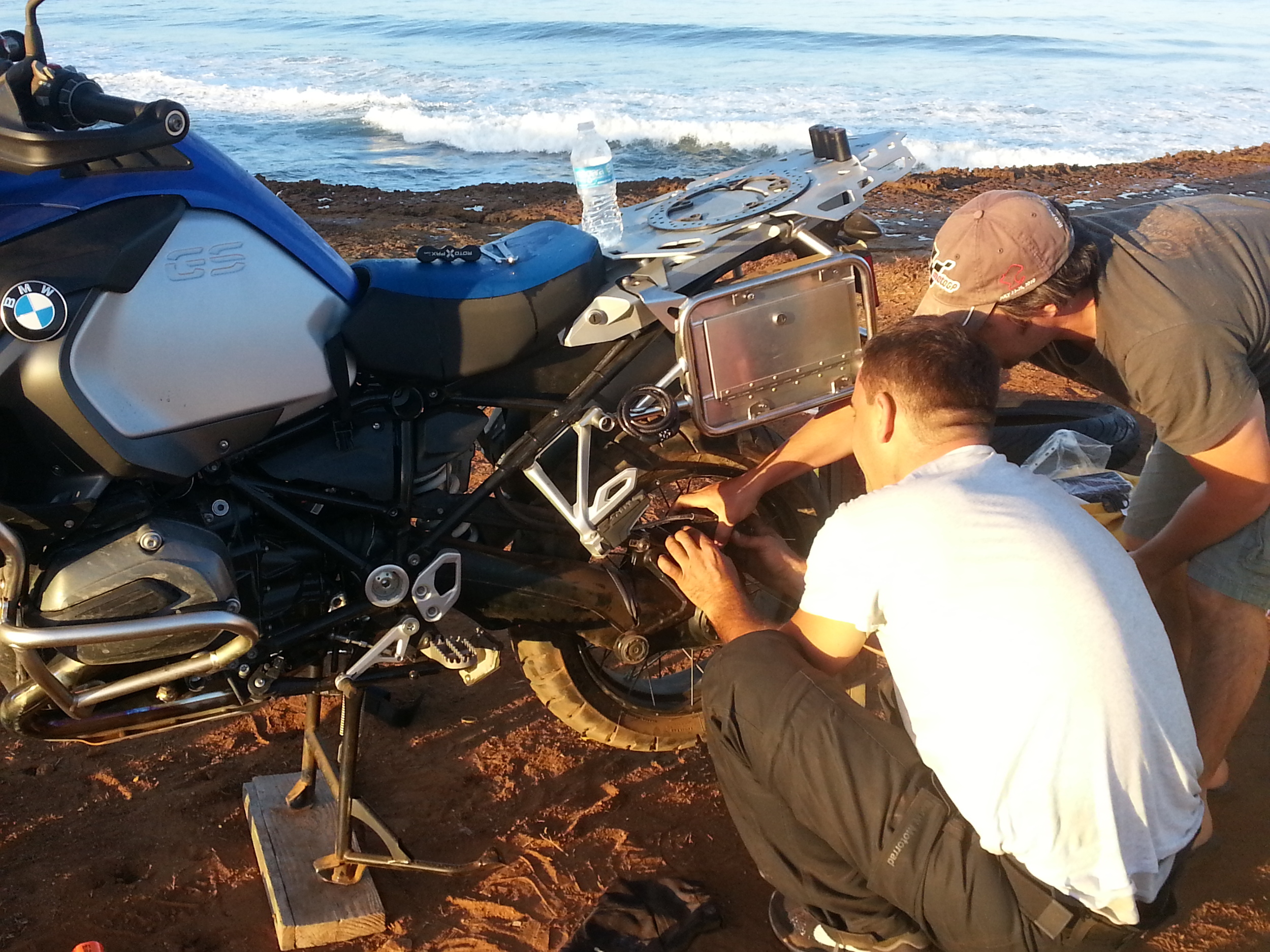 Bike repair by the beach...