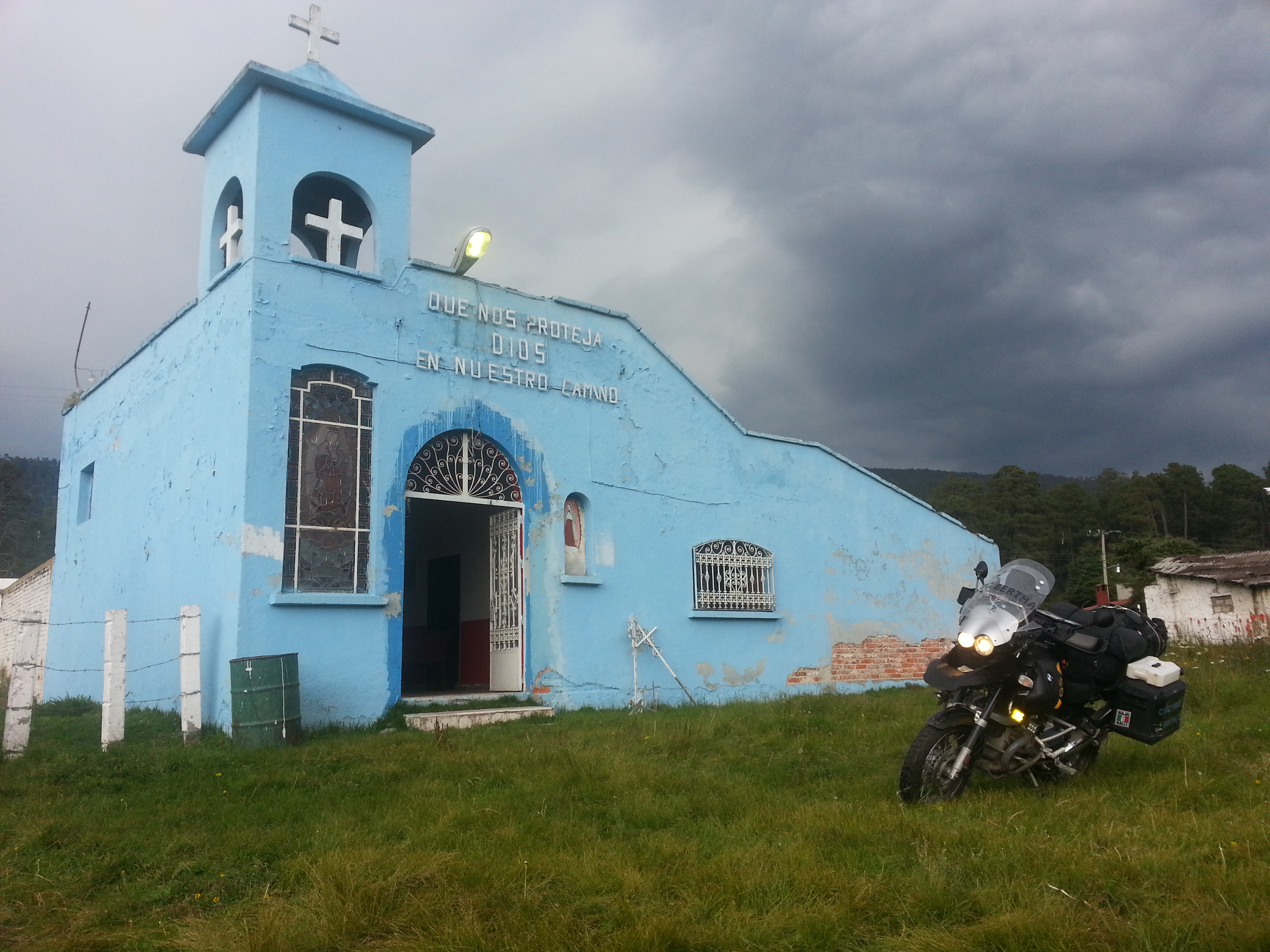 Baby blue church...you don't see that everyday.