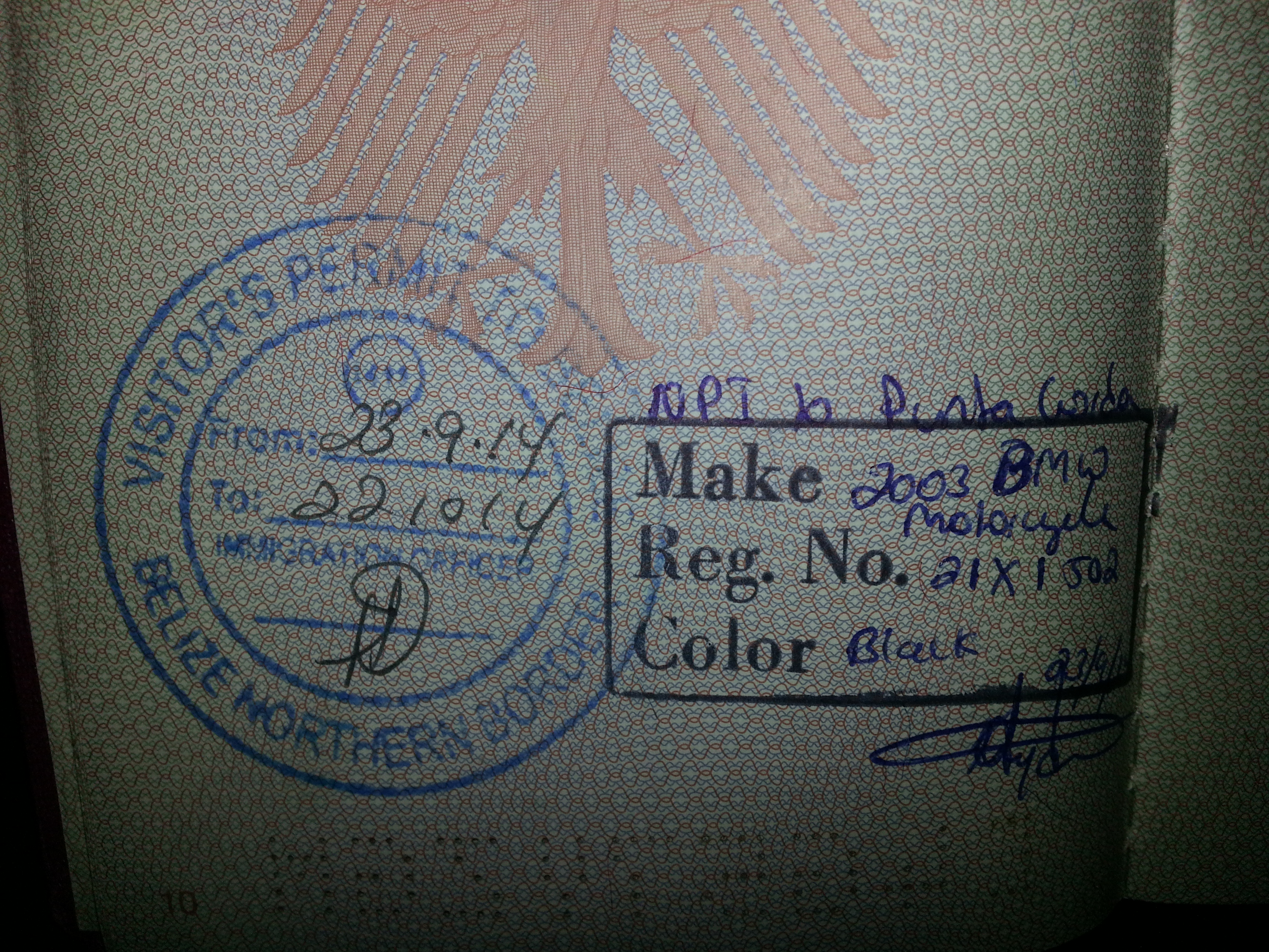 Belize visa...sideways