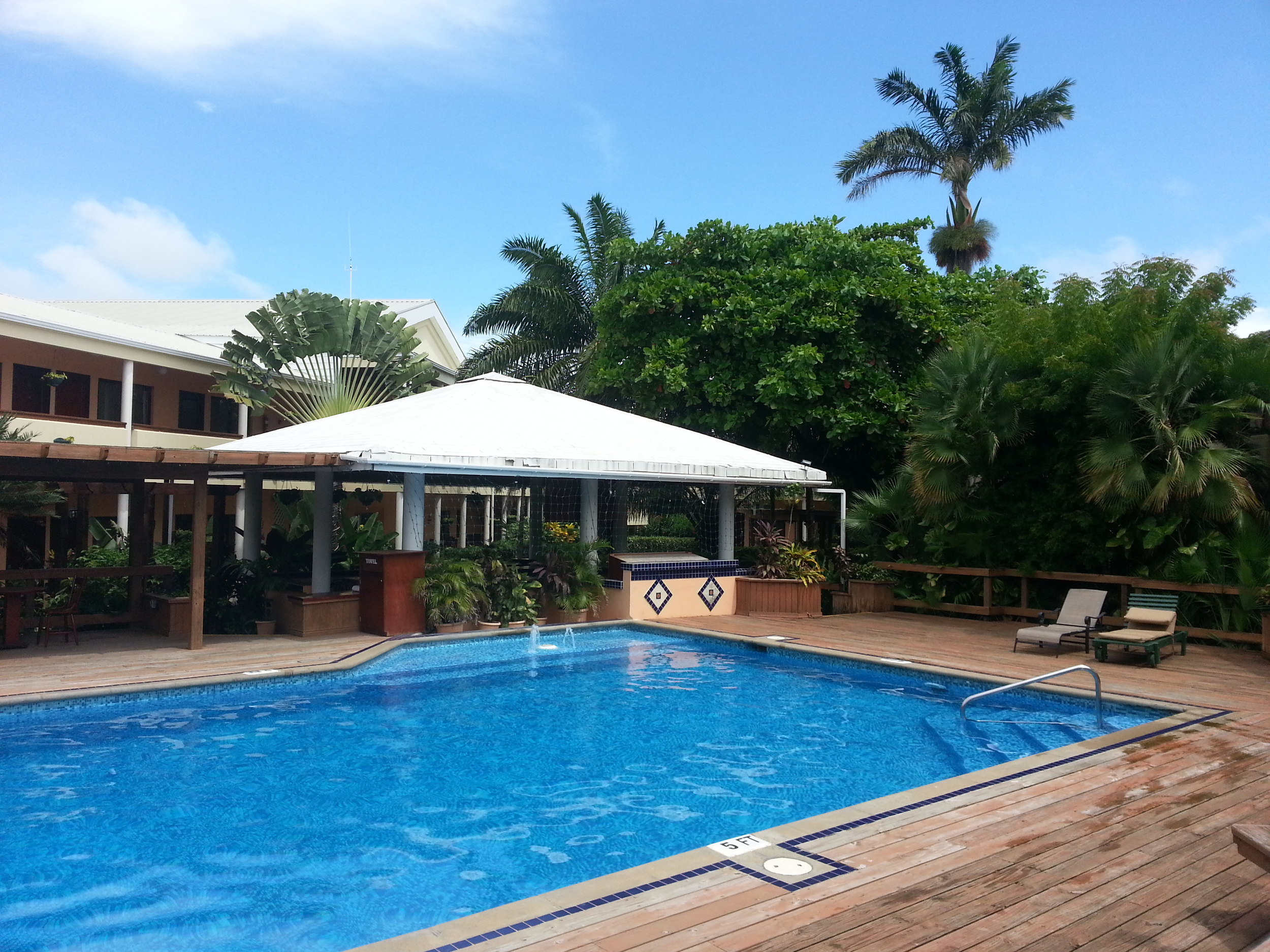 Belize City...morning coffee poolside.