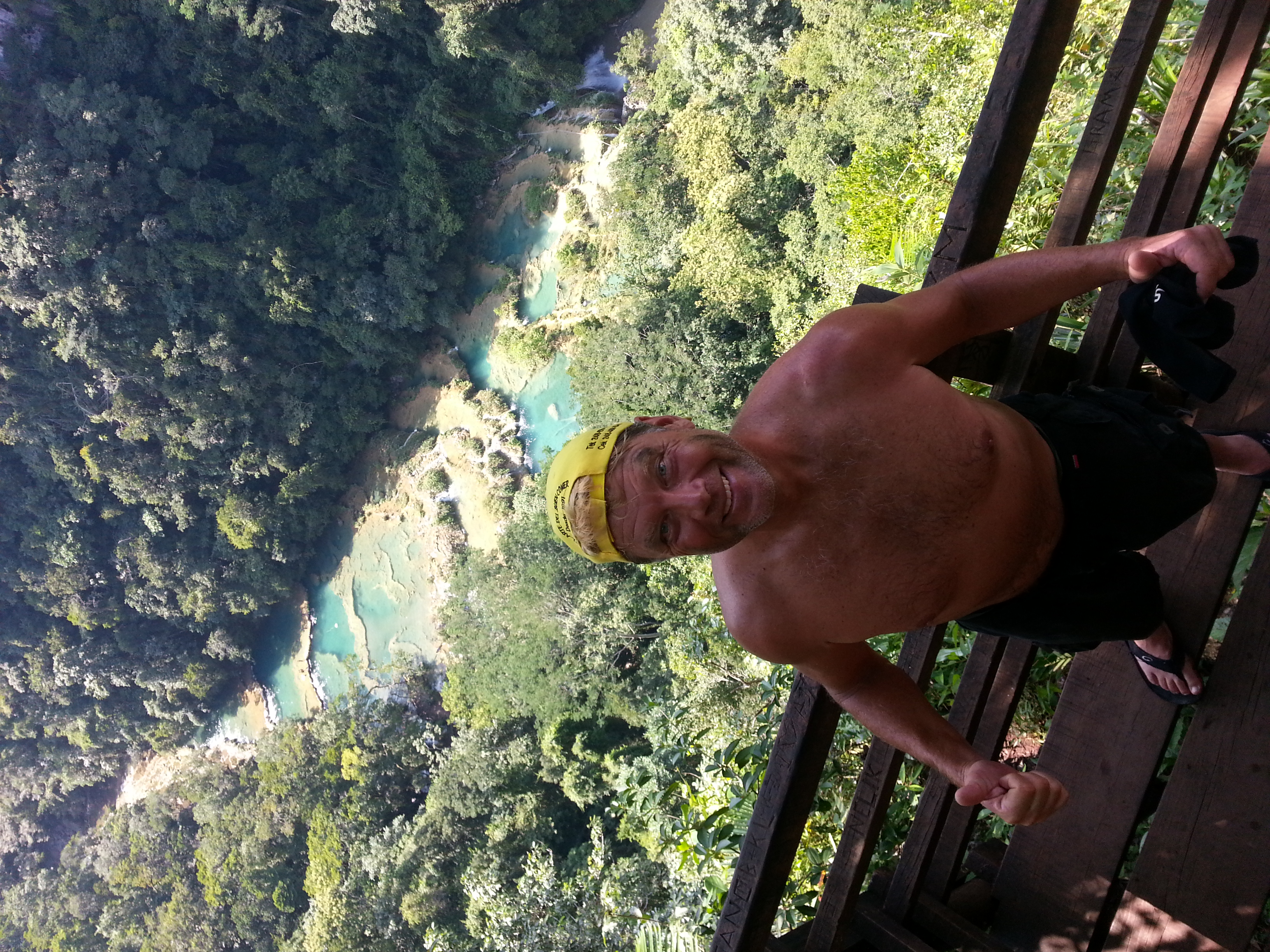 Up from the top on to the pools after a difficult hike...well worth it!