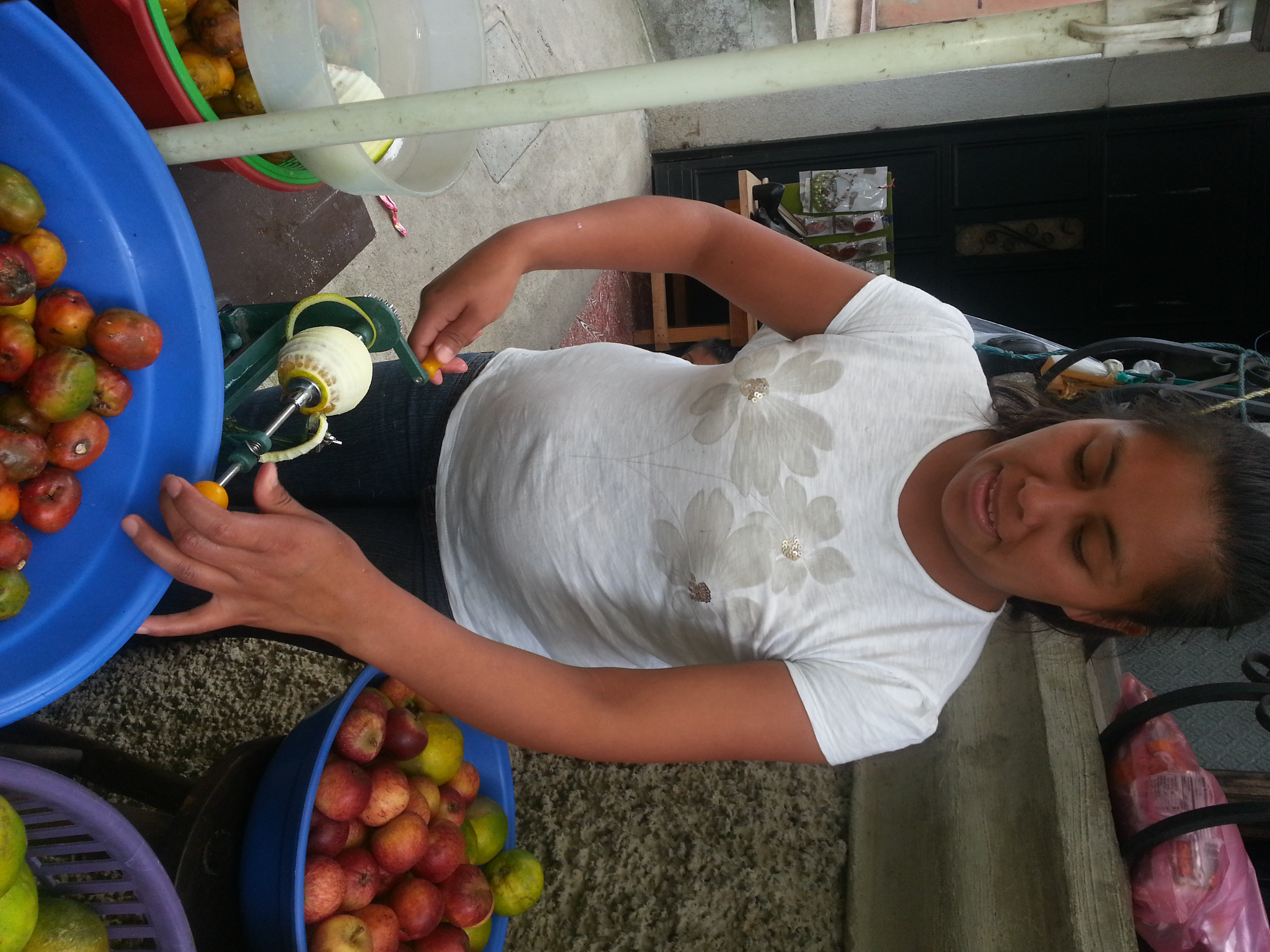 The "Orange lady" with her orange peeler...I want one of those.