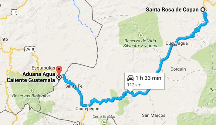 Agua Caliente Guatemala Map Santa Rosa, Honduras - Esquintla, Guatemala (Border Crossing At Aqua  Calientes) — Crazyridesouth.com