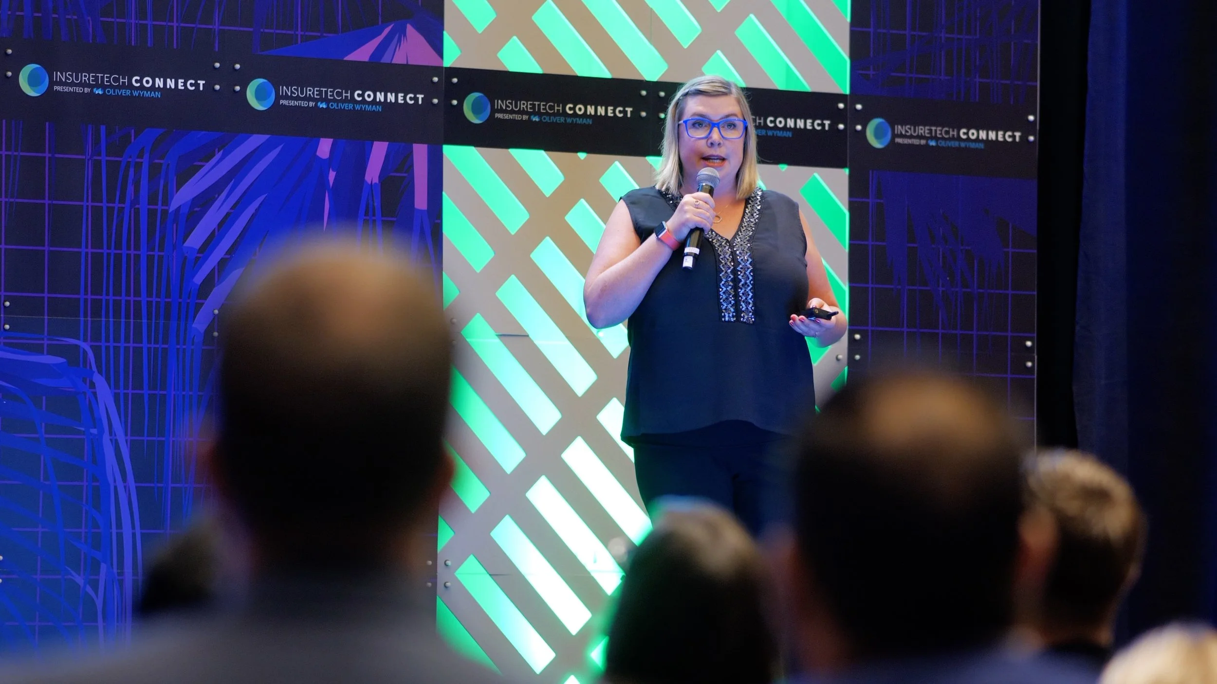 The Winner - Christy Lane, co-founder and co-CEO of Vivametrica, pitching at the FFiT 2018 InsurTech final live pitch event