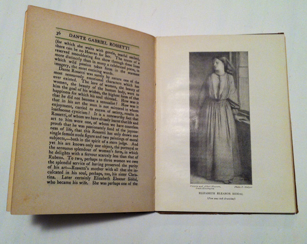 Not a watercolour, but my favourite book of art criticism. D.G. Rossetti from The Langham Series of Monographs, published in 1906. You can see the yellowing acutely: every time I read its pages in the light, I’m hastening its demise.