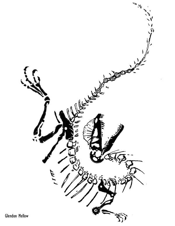 My final Dilophosaurus Cyclist fossil design. © Glendon Mellow, shareable under Creative Commons CC BY-NC-SA.